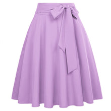 Load image into Gallery viewer, Cap Point Mauve / S Perline Belle Poque High Waist Self-Tie Bow-Knot Embellished  A-Line Skirt
