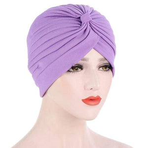 Cap Point Medium Purple Solid folds pearl inner hijab cap