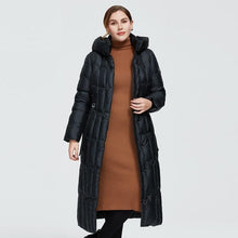 Load image into Gallery viewer, Cap Point Megan long warm parka Plaid fashion thick hooded coat
