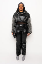 Load image into Gallery viewer, Cap Point Megan Plus Size Studded Arms Fashion Ladies Zipper PU Warm Jacket
