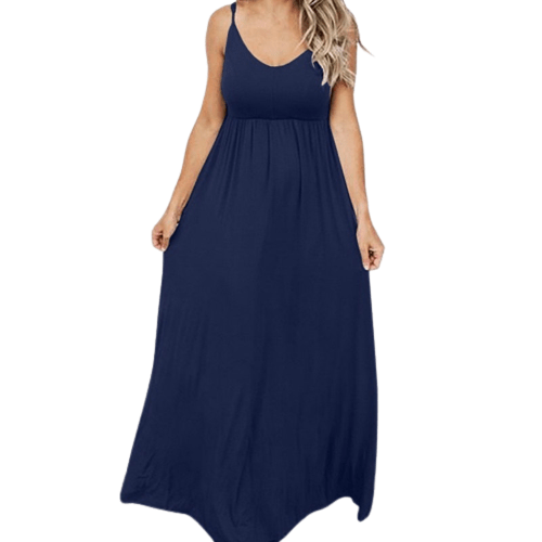Cap Point Melania Loose Boho Spaghetti Strap Sleeveless Maxi Dress
