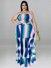 Load image into Gallery viewer, Cap Point Melania Plus Size Ruffles Hem Off The Shoulder Hollow Out Elegant Maxi Dress
