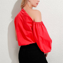 Load image into Gallery viewer, Cap Point Melanie Sexy Off Shoulder Skew Collar Lantern Sleeves Blouse

