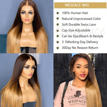 Load image into Gallery viewer, Cap Point Melinda Brazilian Long Straight Ombre Brown Blonde Human Remy Hair Hair Wigs
