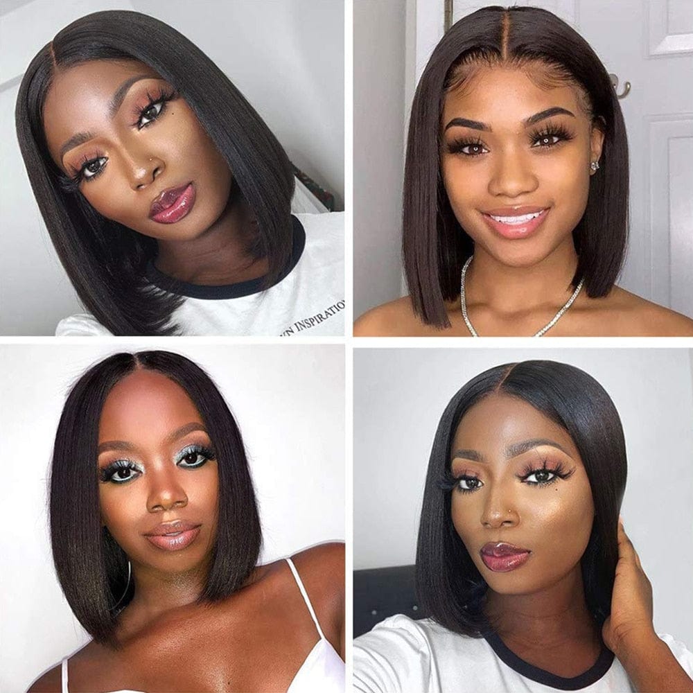 Cap Point Melinda Pre Plucked Remy Closure Brazilian Short Straight Lace Front Bob Human Hair Wigs