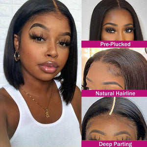 Cap Point Melinda Pre Plucked Remy Closure Brazilian Short Straight Lace Front Bob Human Hair Wigs