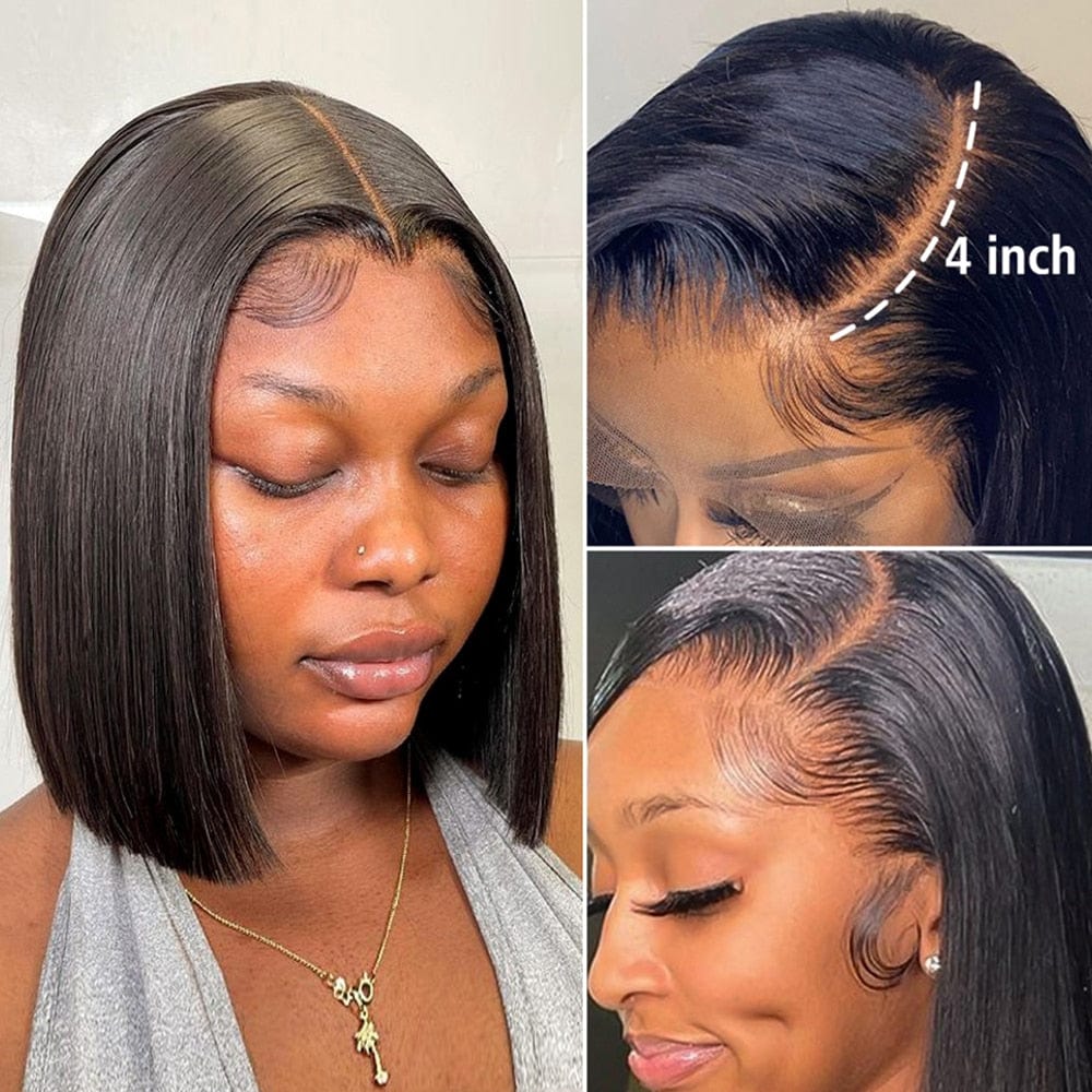 Cap Point Melinda Pre Plucked Remy Closure Brazilian Short Straight Lace Front Bob Human Hair Wigs