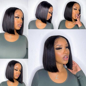 Cap Point Melinda Pre Plucked Remy Closure Brazilian Short Straight Lace Front Bob Human Hair Wigs