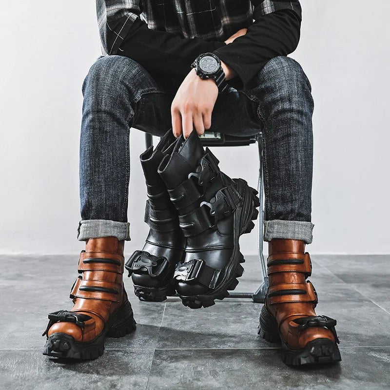 Cap Point Men Genuine Leather Motorcycle Boots