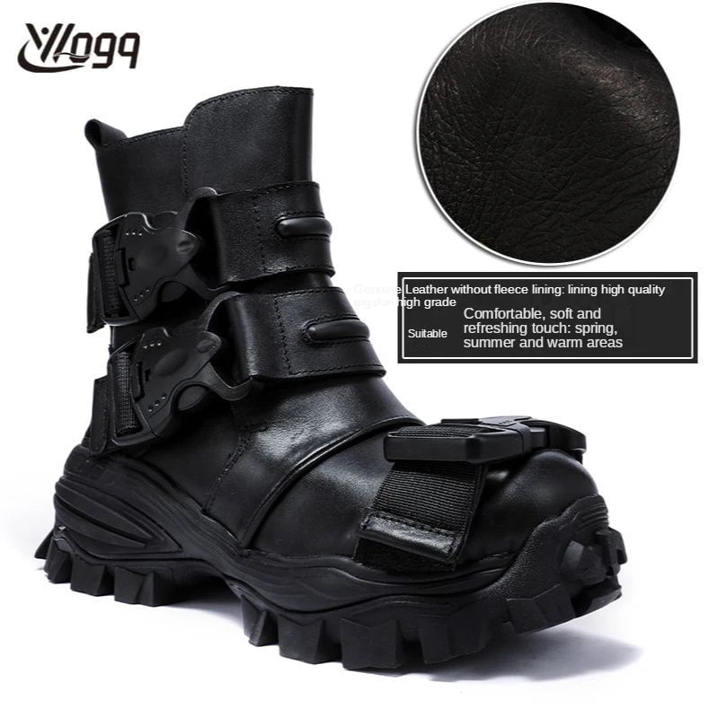 Cap Point Men Genuine Leather Motorcycle Boots