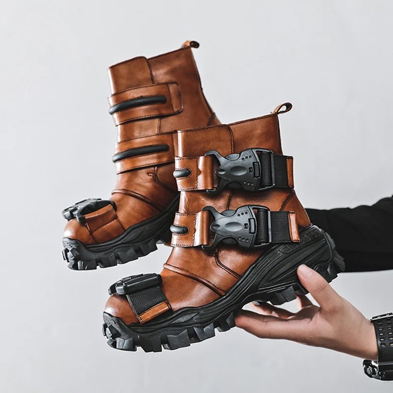 Cap Point Men Genuine Leather Motorcycle Boots
