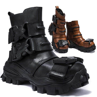 Cap Point Men Genuine Leather Motorcycle Boots