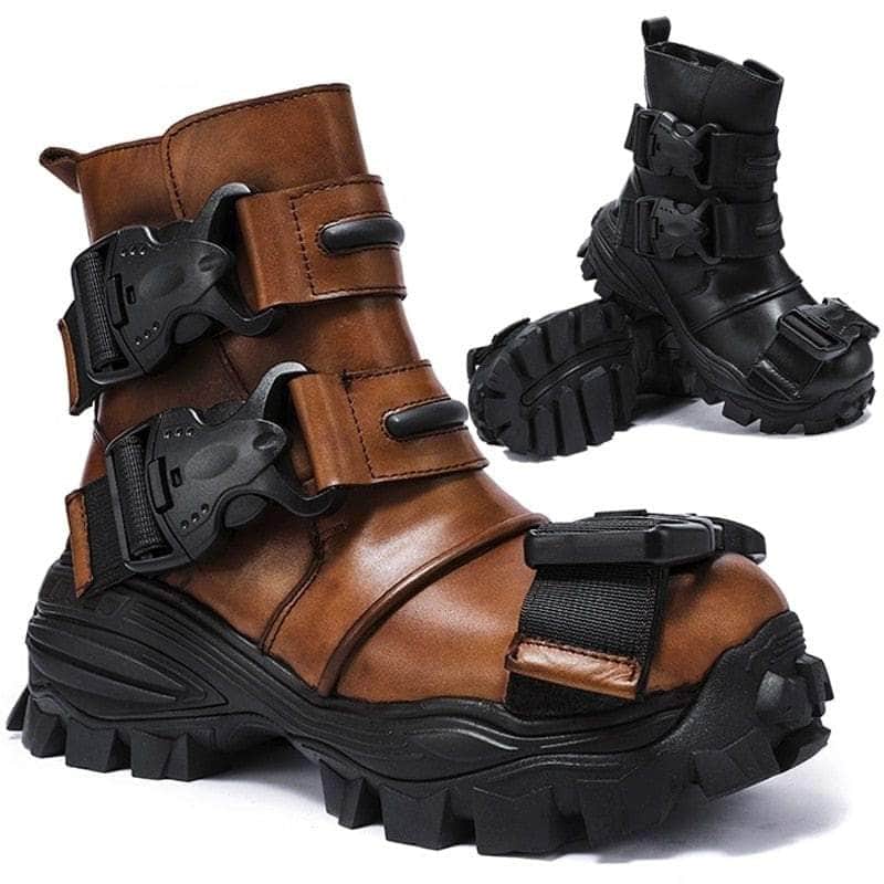 Cap Point Men Genuine Leather Motorcycle Boots