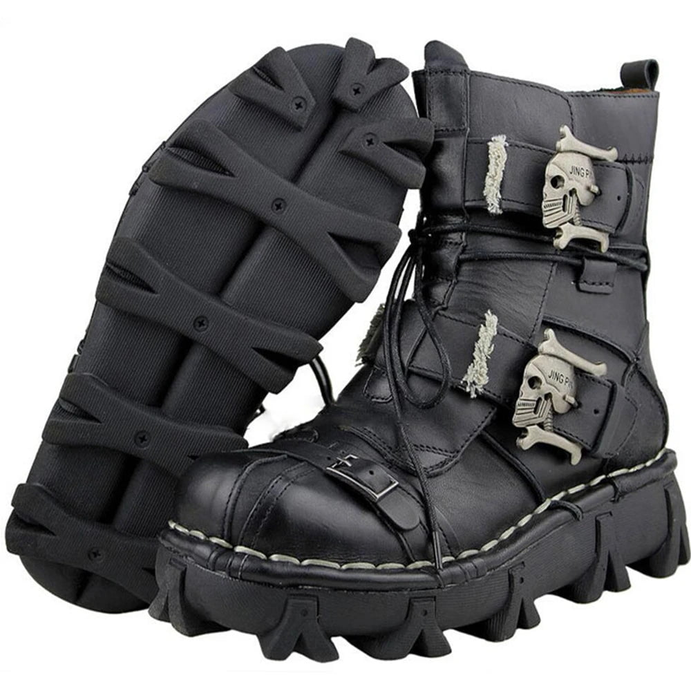 Cap Point Men's Cowboy Genuine Leather Motorcycle Boots