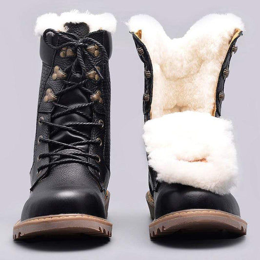 Cap Point Men's Warmest Handmade Genuine Leather Natural Wool Winter Boots