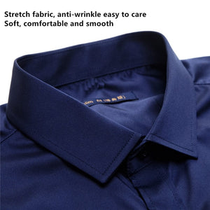 Cap Point Mens Non-Iron Anti-Wrinkle Elastic Slim Fit Shirt