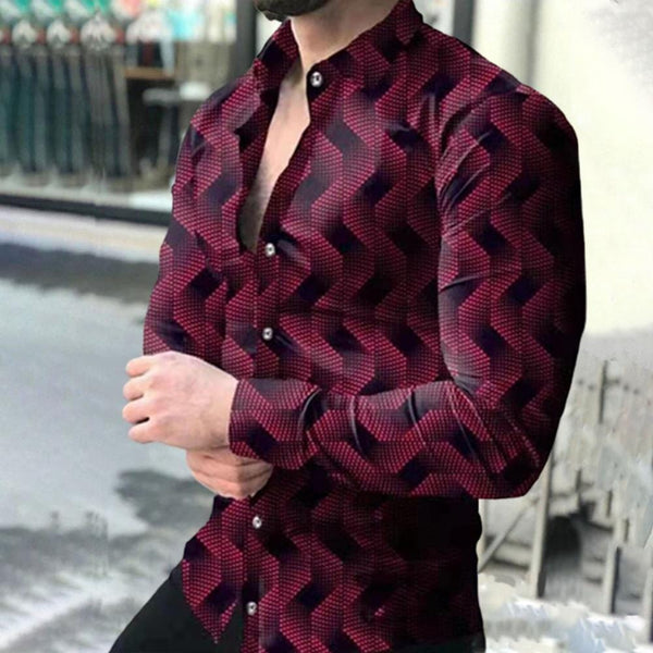 Cap Point Mens Spring long-sleeved shirt with colored gradient patterns