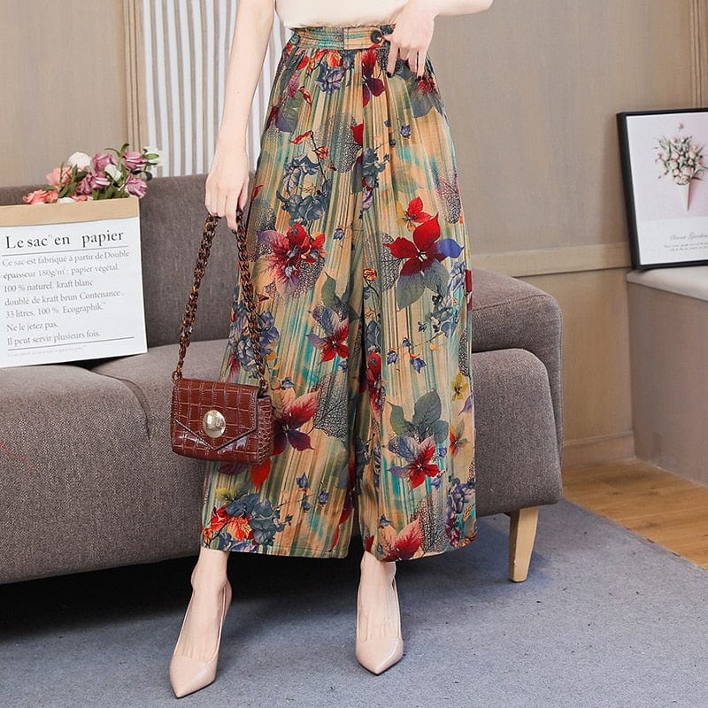 Cap Point Michaeli Plaid Loose High Waist Ankle-Length Wide Leg Pants