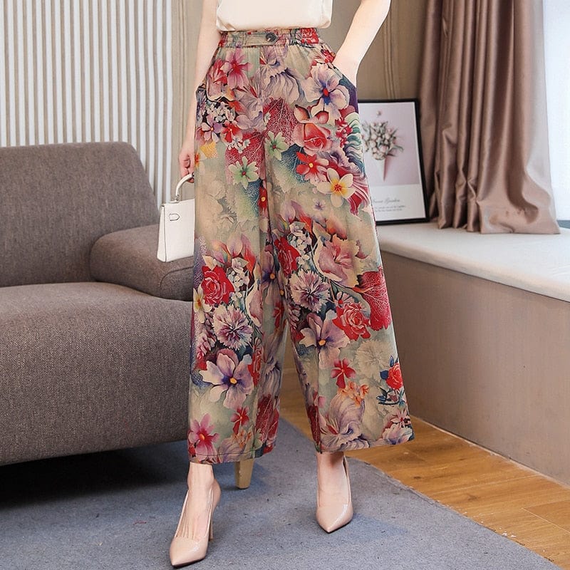 Cap Point Michaeli Plaid Loose High Waist Ankle-Length Wide Leg Pants