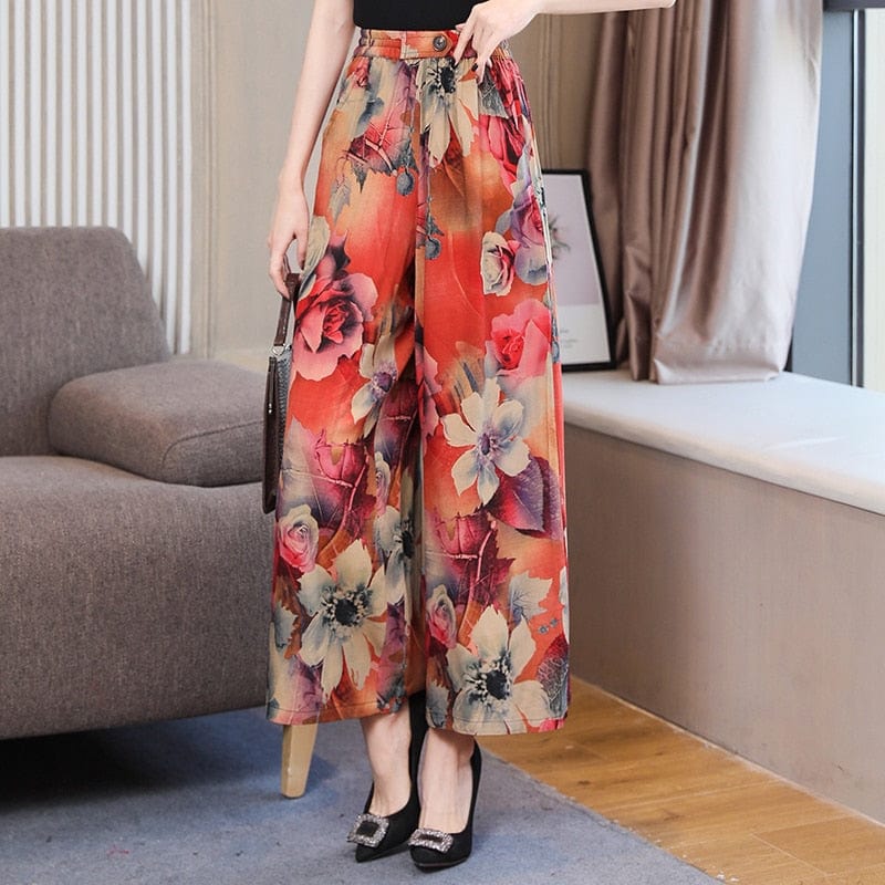 Cap Point Michaeli Plaid Loose High Waist Ankle-Length Wide Leg Pants