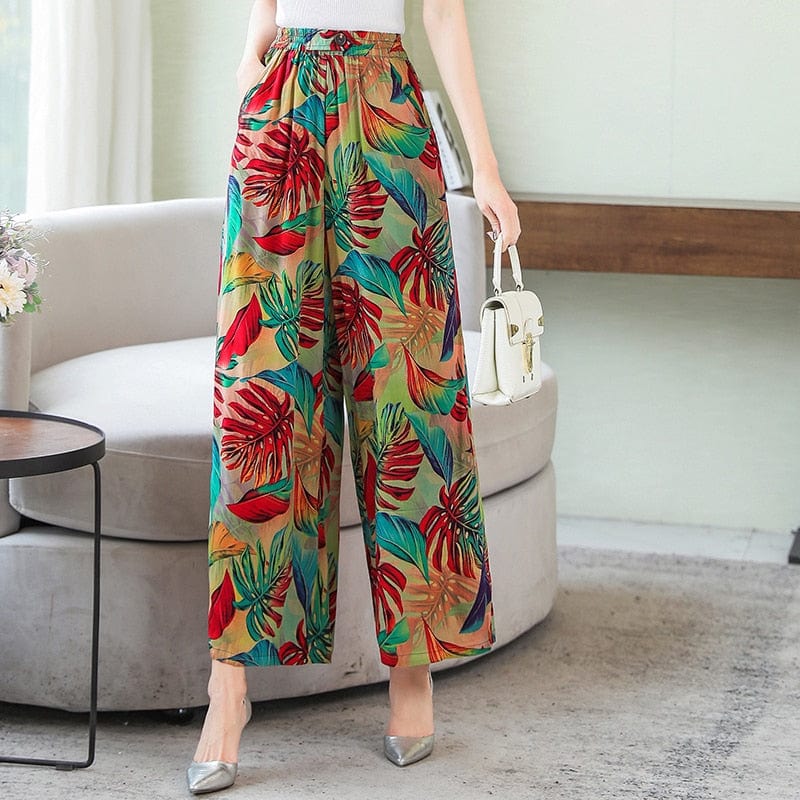 Cap Point Michaeli Plaid Loose High Waist Ankle-Length Wide Leg Pants