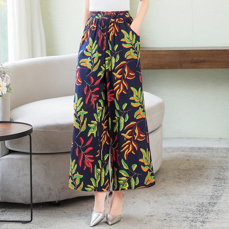 Cap Point Michaeli Plaid Loose High Waist Ankle-Length Wide Leg Pants
