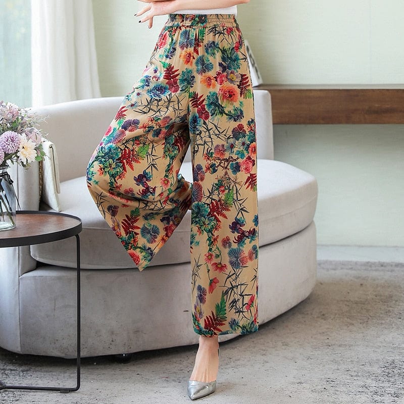 Cap Point Michaeli Plaid Loose High Waist Ankle-Length Wide Leg Pants