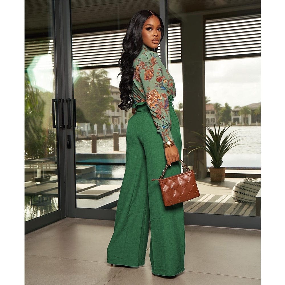 Cap Point Michaeli Wide Leg Loose Sweatpants with belt