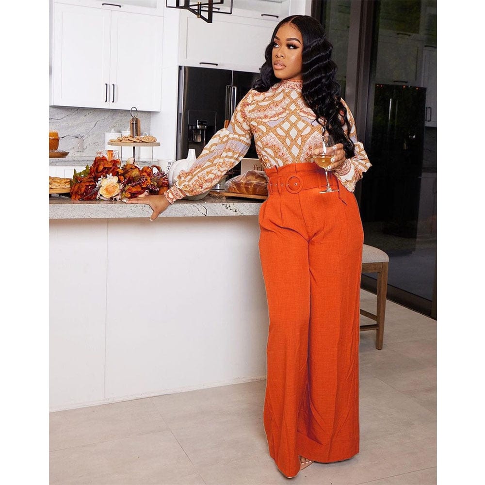 Cap Point Michaeli Wide Leg Loose Sweatpants with belt