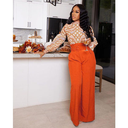 Cap Point Michaeli Wide Leg Loose Sweatpants with belt