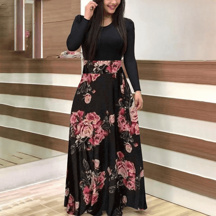 Cap Point Michelle Summer Banquet Floral Print Short Sleeve Maxi Dress