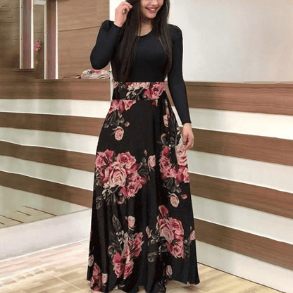 Cap Point Michelle Summer Banquet Floral Print Short Sleeve Maxi Dress