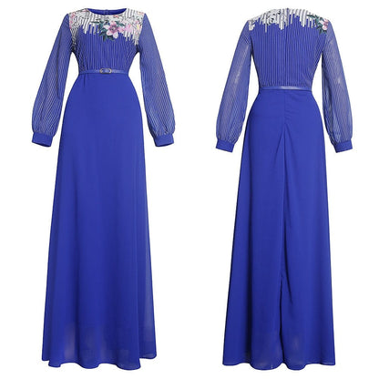 Cap Point Mileine Long Sleeve O-neck Maxi Dress