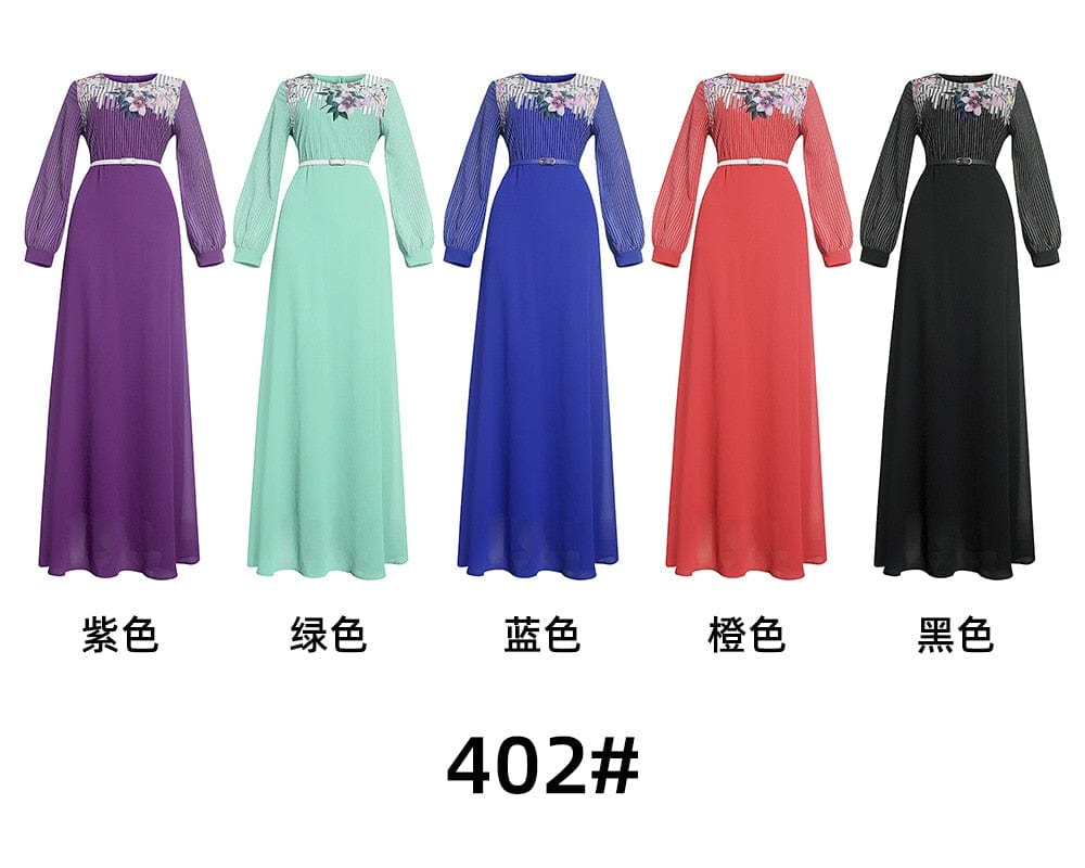 Cap Point Mileine Long Sleeve O-neck Maxi Dress