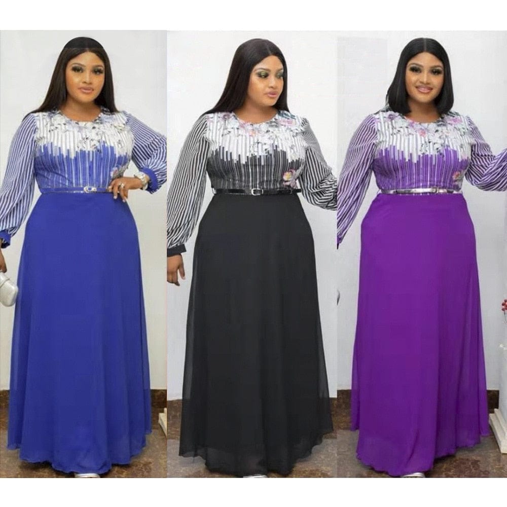 Cap Point Mileine Long Sleeve O-neck Maxi Dress