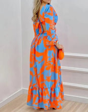Load image into Gallery viewer, Cap Point Mileine Long Sleeved Cutout V-Neck Twist Floral Maxi Dress
