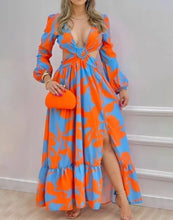 Load image into Gallery viewer, Cap Point Mileine Long Sleeved Cutout V-Neck Twist Floral Maxi Dress
