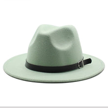 Load image into Gallery viewer, Cap Point Mint Green Classic British Fedora Men Women Woolen Winter Felt Jazz Hat
