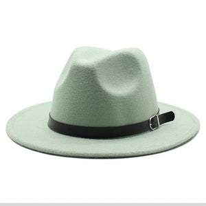 Cap Point Mint Green Classic British Fedora Men Women Woolen Winter Felt Jazz Hat