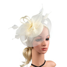 Load image into Gallery viewer, Cap Point Mirva Feather Mesh Veil Headband Bridal Wedding Hat Fascinators
