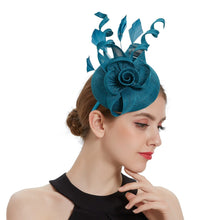 Load image into Gallery viewer, Cap Point Mirva Hat Cocktail Tea Party Kentucky Derby Feather Fascinators
