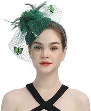 Load image into Gallery viewer, Cap Point Mirva Kentucky Derby Flower Batterfly Veil Tea Party Wedding Party Hat Fascinators
