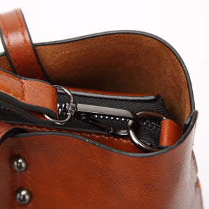 Cap Point Monisa Leather bucket Double strap All-Purpose shoulder handbag