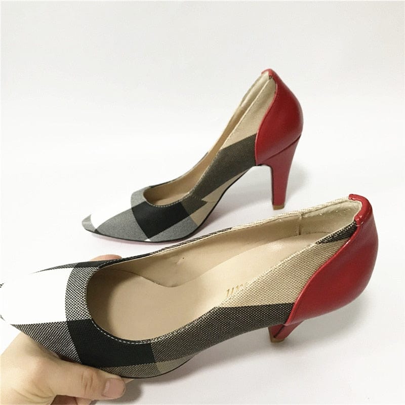 Cap Point Monisa Striped Style Soft Pumps Shoes Match Big Handbag Sets