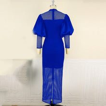 Load image into Gallery viewer, Cap Point Monroe Hollow Out Lantern Sleeve Bodycon High Waisted Ankle Length Luxury Dress
