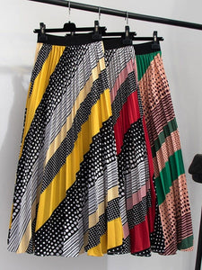 Cap Point Multicolor Pleated Maxi Skirt