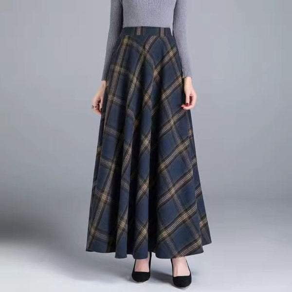 Cap Point Nadia Winter Thick Warm Elastic A-Line Woolen Maxi Skirt