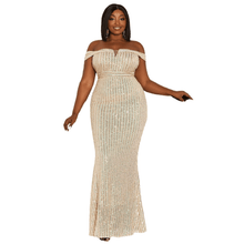 Load image into Gallery viewer, Cap Point Naella plus size chic and elegant evening off shoulder dress
