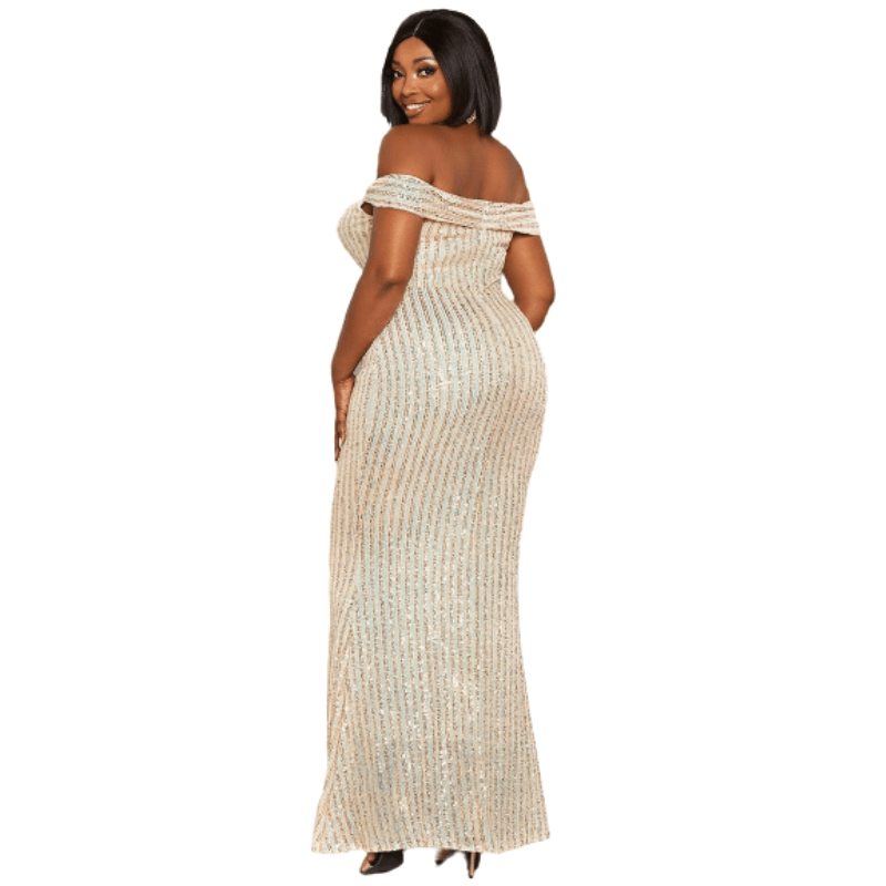 Cap Point Naella plus size chic and elegant evening off shoulder dress