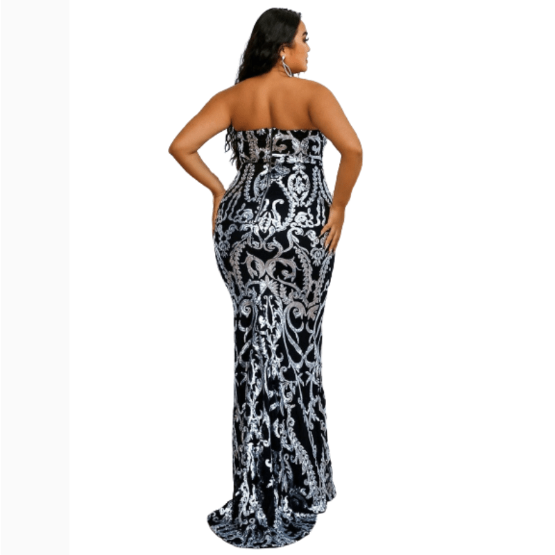 Cap Point Naella Plus Size Floor Length Sequins Bustier Tube Dress